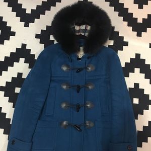 Burberry Brit Fox fur-hooded Wool Duffle Coat